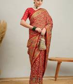 Green green & golden ethnic motifs zari silk blend paithani saree