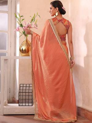 Peach peach-coloured ethnic motifs zari silk blend paithani saree 3