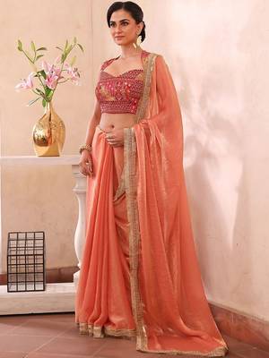 Peach peach-coloured ethnic motifs zari silk blend paithani saree 4