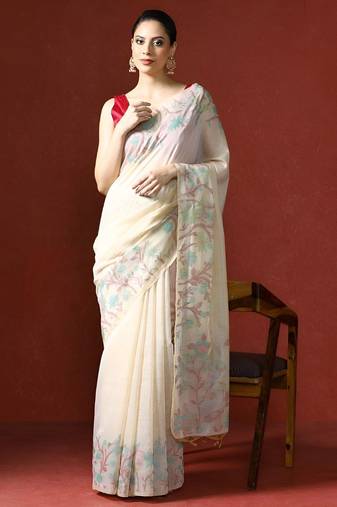 Red red ethnic motifs zari silk blend paithani saree