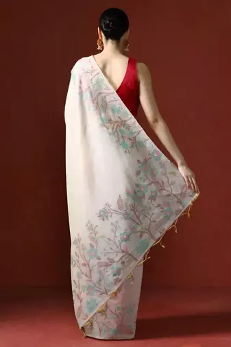 Red red ethnic motifs zari silk blend paithani saree