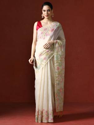 Orange orange ethnic motifs zari silk blend paithani saree 1