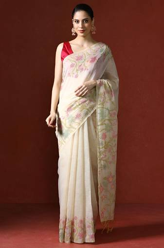 Orange orange ethnic motifs zari silk blend paithani saree