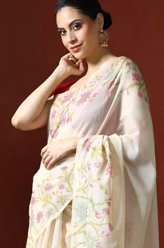 Orange orange ethnic motifs zari silk blend paithani saree