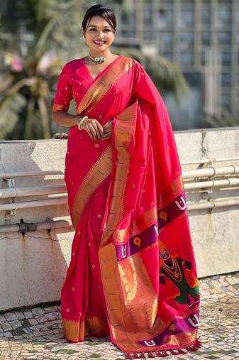Pink embellished beads and stones designer saree