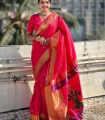 Pink embellished beads and stones designer saree