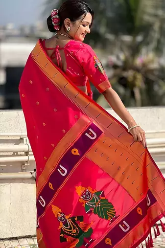 Pink embellished beads and stones designer saree