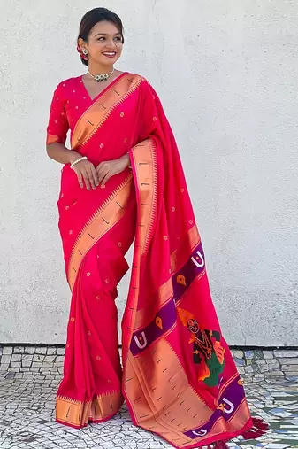 Pink embellished beads and stones designer saree