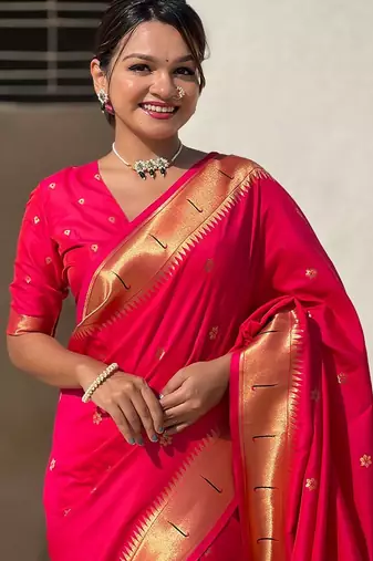 Pink embellished beads and stones designer saree