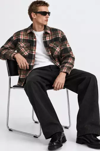 Checked flannel boxy fit shirt
