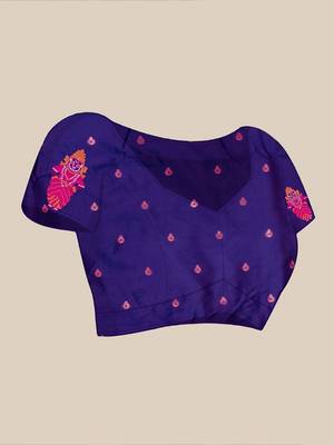 violet woven design zari paithani saree 5