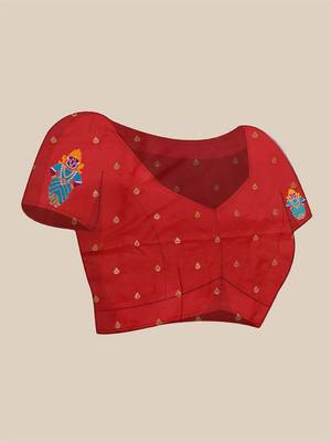 red woven design zari paithani saree 5