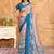 blue floral pure crepe saree