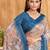 blue floral pure crepe saree