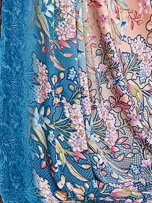 blue floral pure crepe saree 5