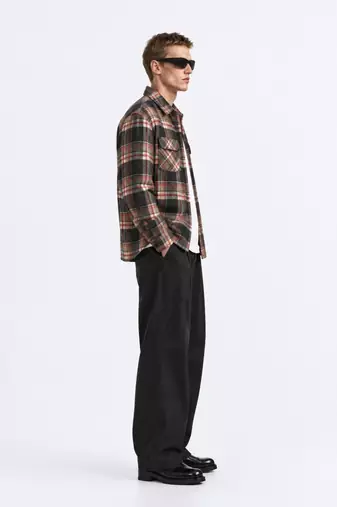 Checked flannel boxy fit shirt