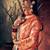 Peach peach-coloured & red floral zari silk blend banarasi saree