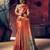 Peach peach-coloured & red floral zari silk blend banarasi saree