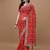 red red printed bandhani saree