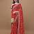 red red printed bandhani saree
