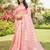 peach striped organza saree
