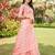 peach striped organza saree