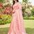 peach striped organza saree