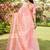 peach striped organza saree