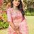 peach striped organza saree