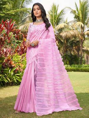 Teal zari tissue woven design saree 1