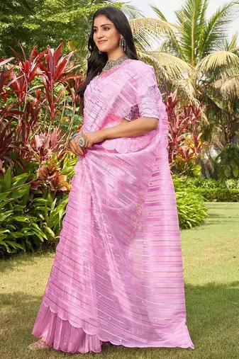 Teal zari tissue woven design saree
