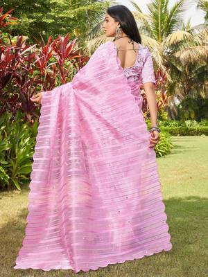 Teal zari tissue woven design saree 4