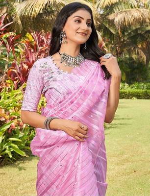 Teal zari tissue woven design saree 5