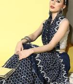 navy_blue sequinned pure georgette saree