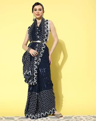 navy_blue sequinned pure georgette saree 2