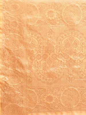 Cream cream-coloured & gold-toned woven design zari silk blend banarasi saree 5