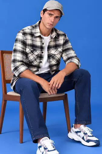 Checked flannel boxy fit shirt