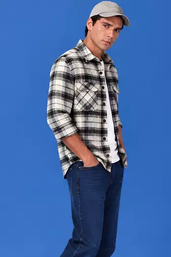 Checked flannel boxy fit shirt
