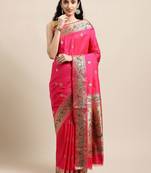 Pink bagh woven design zari banarasi saree