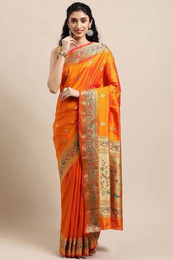 Pink pink & golden floral zari organza kanjeevaram saree
