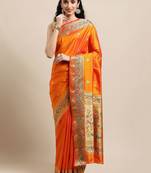 Pink pink & golden floral zari organza kanjeevaram saree