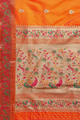 Pink pink & golden floral zari organza kanjeevaram saree