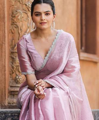 lavender embellished mukaish organza saree 1
