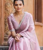 lavender embellished mukaish organza saree