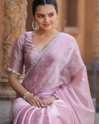 lavender embellished mukaish organza saree 5