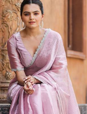 pink embellished beads and stones designer saree 1