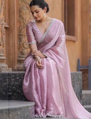 pink embellished beads and stones designer saree 3