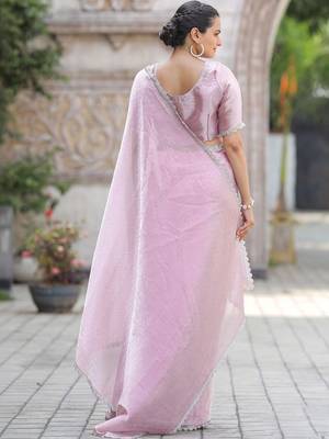 pink embellished beads and stones designer saree 5