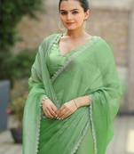 Purple woven design ethnic motifs zari organza saree
