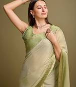 olive zari woven tissue tassel saree